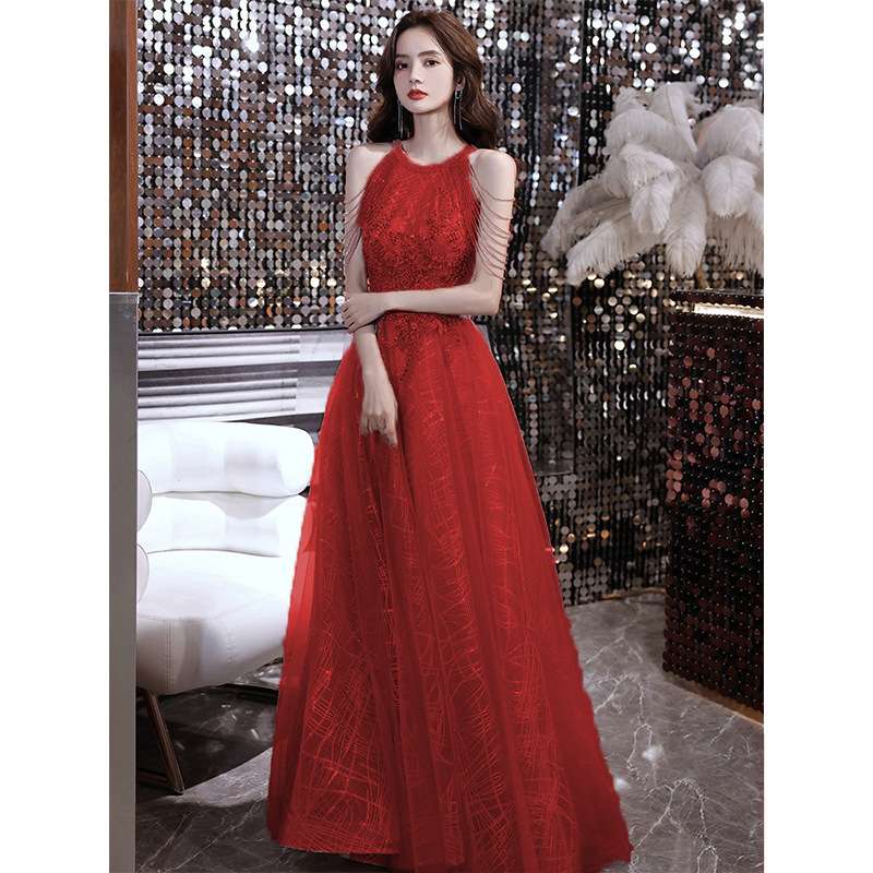 カラードレス キラめき輝く優雅なチュールロングドレス