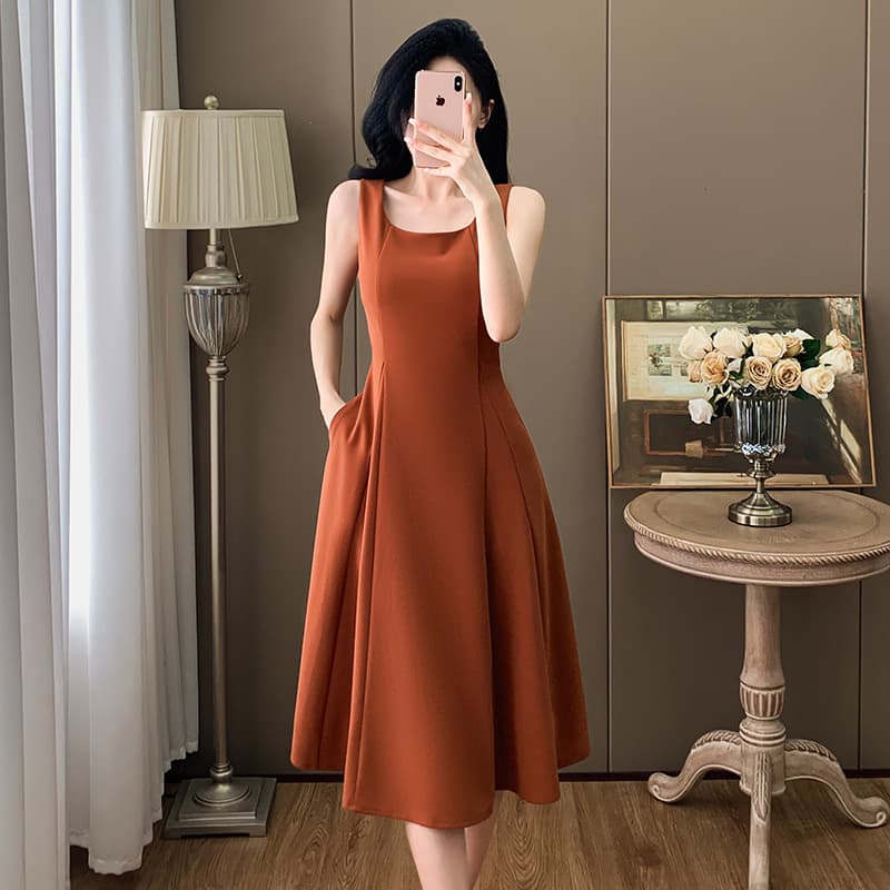 カラードレス カラードレス エレガントフレアミディアムドレス