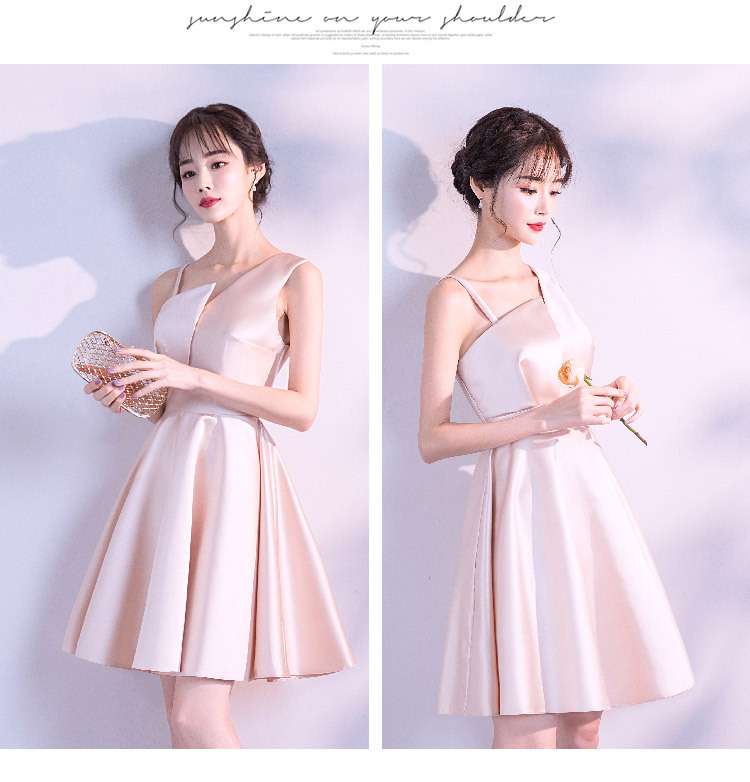 カラードレス シンプル優美ミニドレス