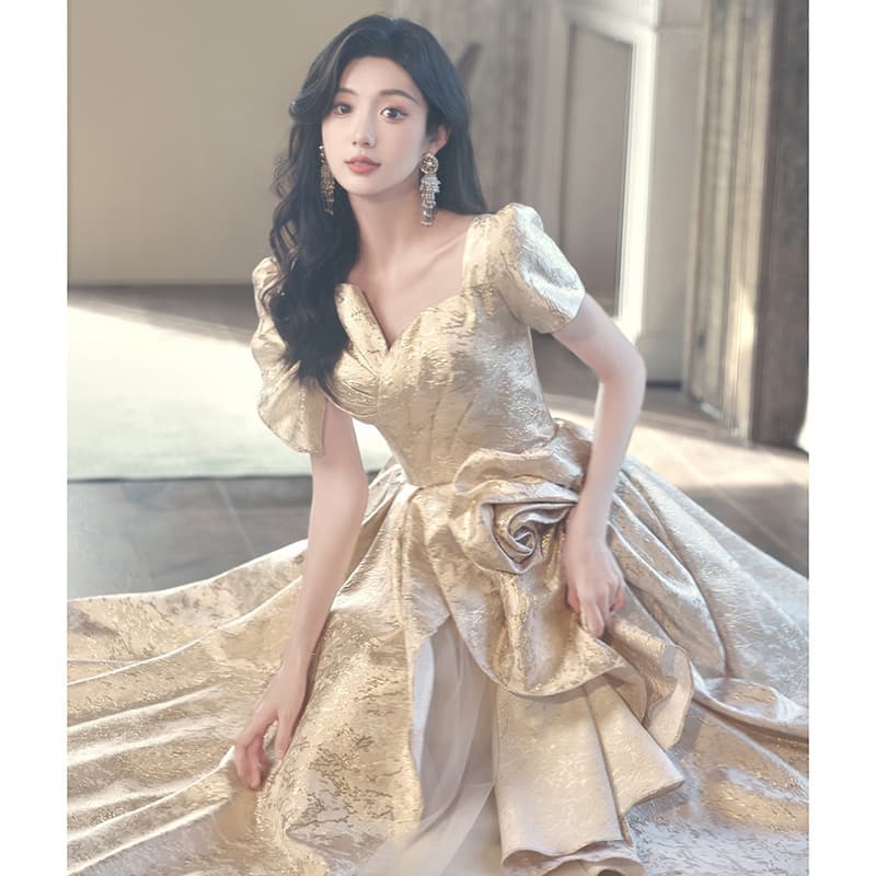 カラードレス 上質バロック調シャンパンローズドレス