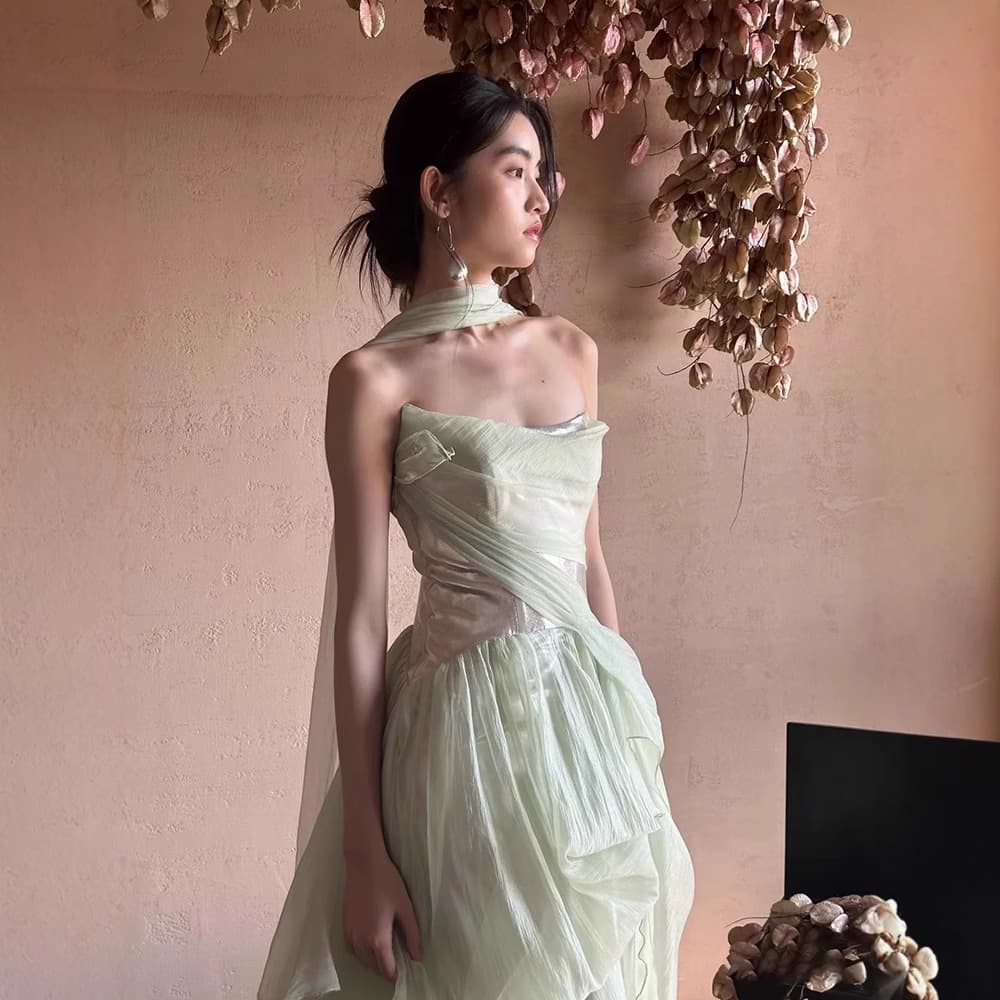 カラードレス カラードレス エアリーシルエット ドレープドレス