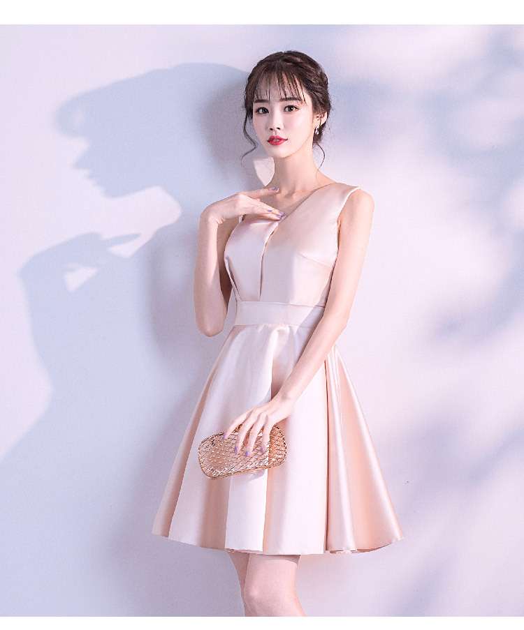 カラードレス シンプル優美ミニドレス