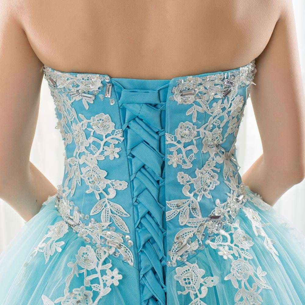 カラードレス 華やかなレース刺繍チュールドレス