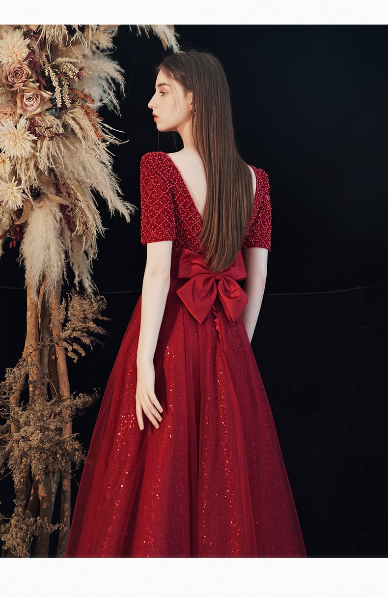 カラードレス カラードレス 煌めきスクエアネック チュールドレス