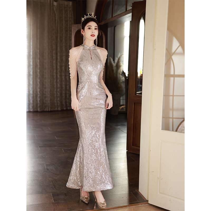 カラードレス チャイナ風キラメキマーメイドドレス