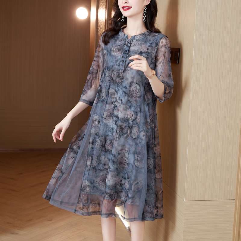 カラードレス 花柄シアーレイヤードチュールドレス