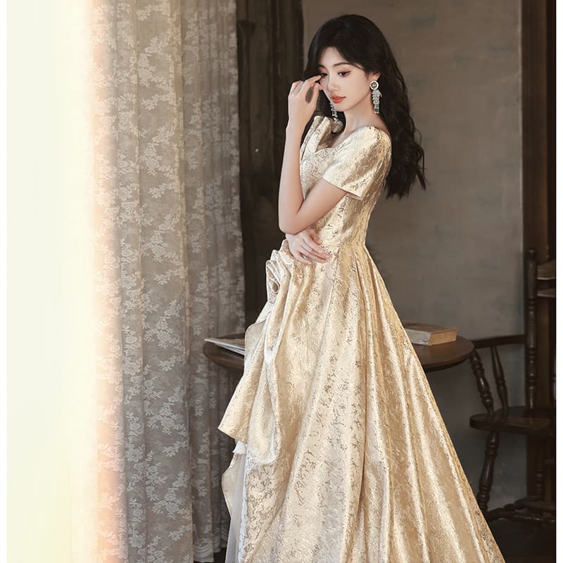 カラードレス 上質バロック調シャンパンローズドレス