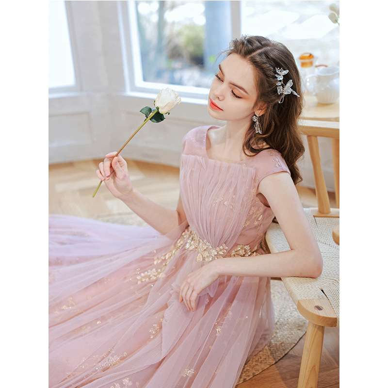 カラードレス 優美な薔薇刺繍チュールドレス