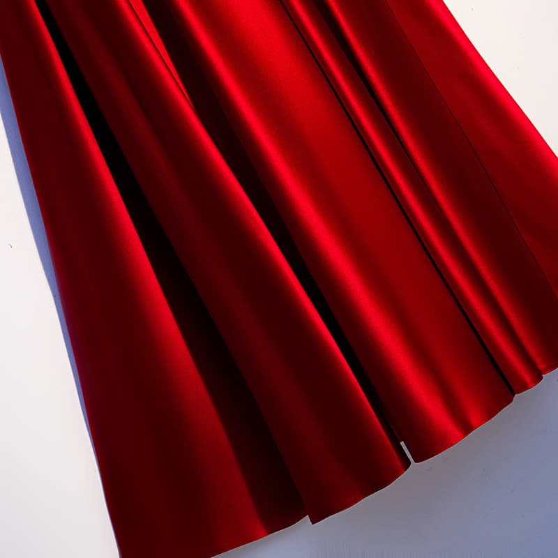 カラードレス 優美な襟元リボンのロングドレス