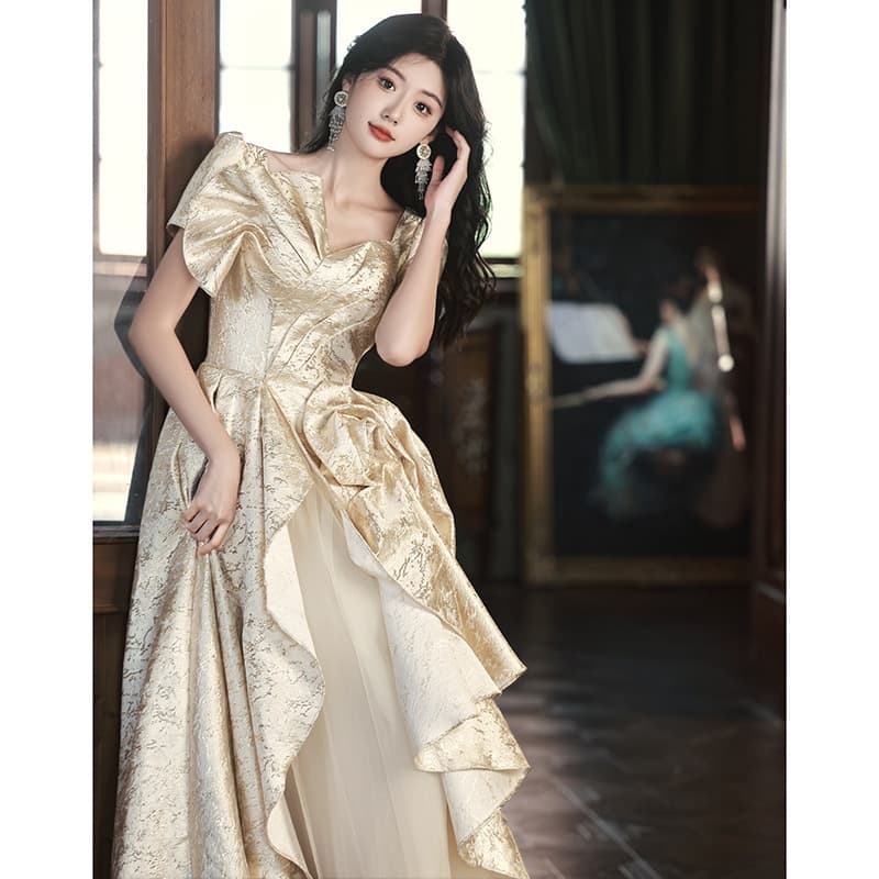 カラードレス 上質バロック調シャンパンローズドレス