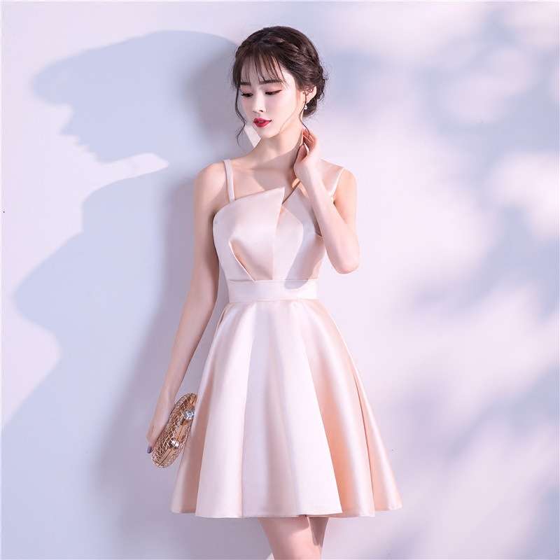 カラードレス シンプル優美ミニドレス