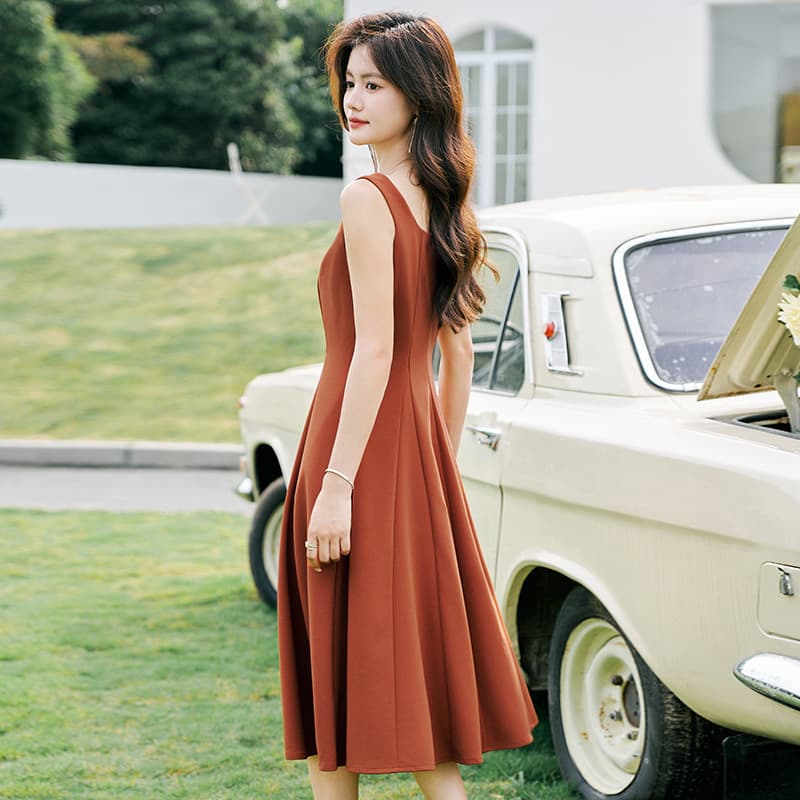 カラードレス カラードレス エレガントフレアミディアムドレス