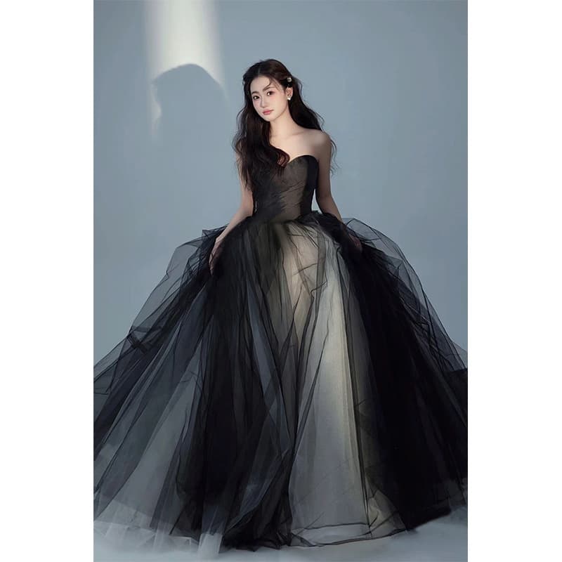 カラードレス 優美な重なりのチュールドレス