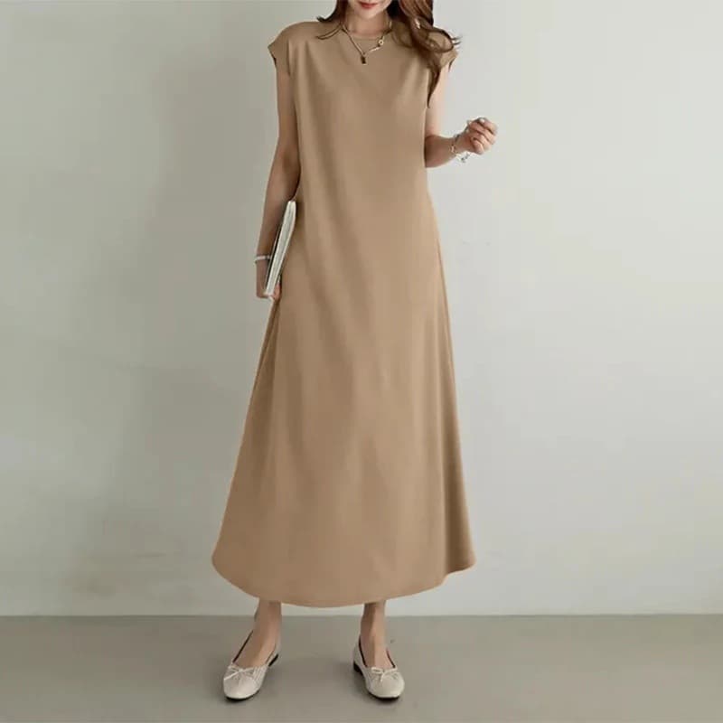 カラードレス カラードレス シンプル長袖マキシワンピース