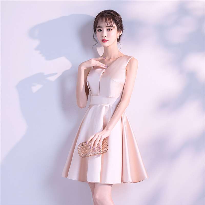カラードレス シンプル優美ミニドレス