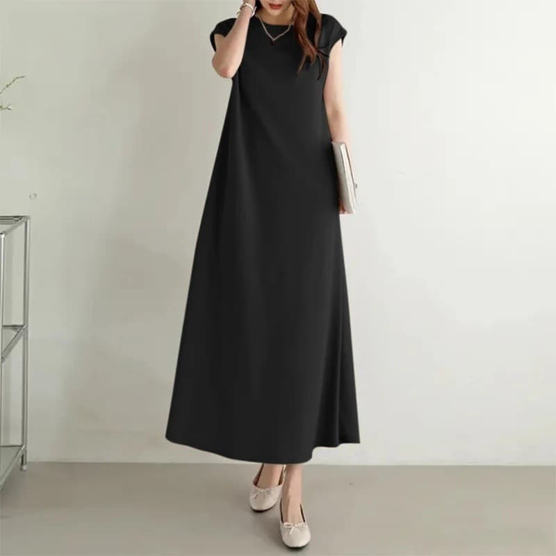 カラードレス カラードレス シンプル長袖マキシワンピース