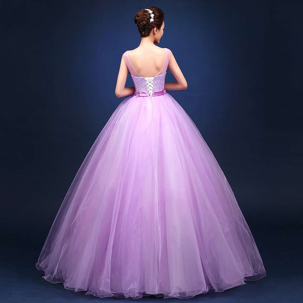 カラードレス 透かしチュールフラワー ウェディングドレス