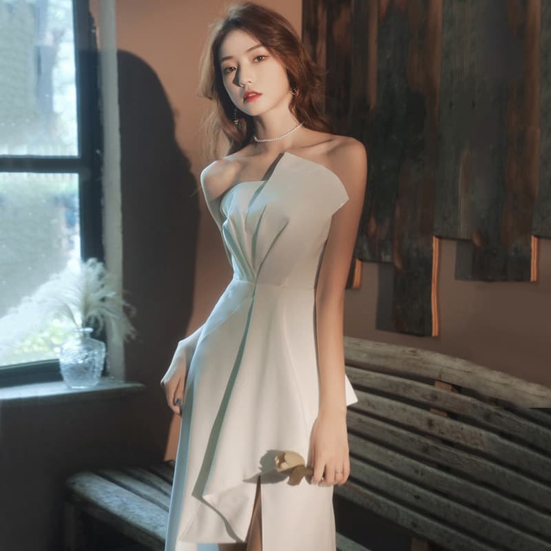 カラードレス アシンメトリー フレア ウェディングドレス