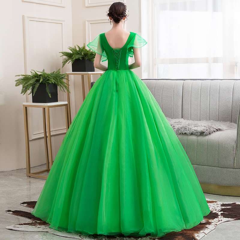 カラードレス 花刺繍チュールのプリンセスドレス