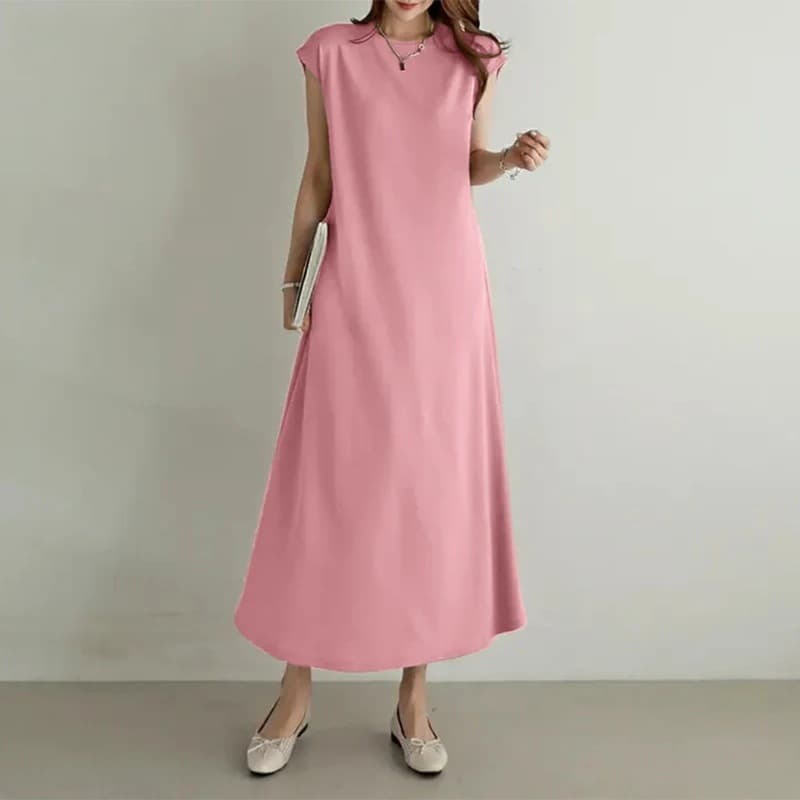 カラードレス カラードレス シンプル長袖マキシワンピース