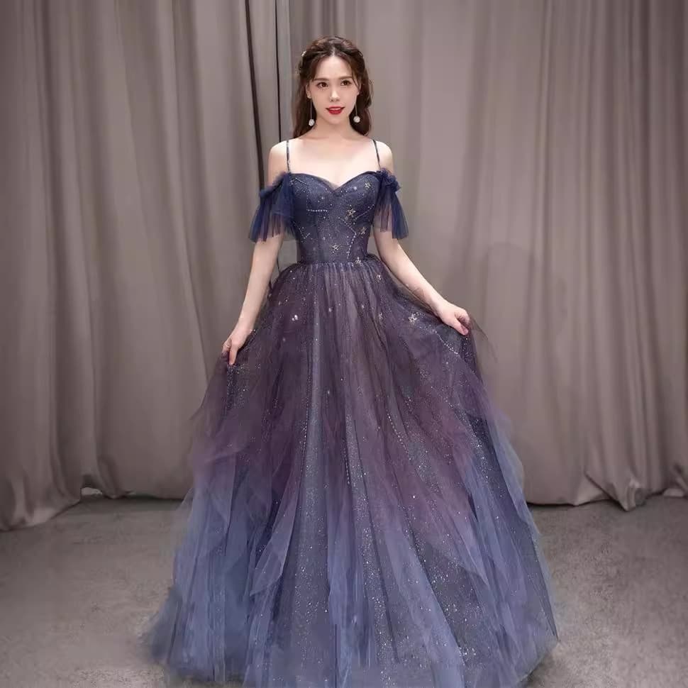 カラードレス 星空の煌めきチュールドレス