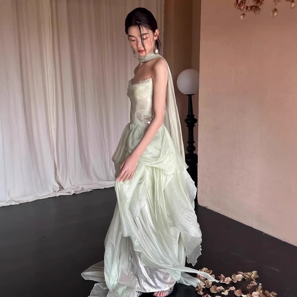 カラードレス カラードレス エアリーシルエット ドレープドレス