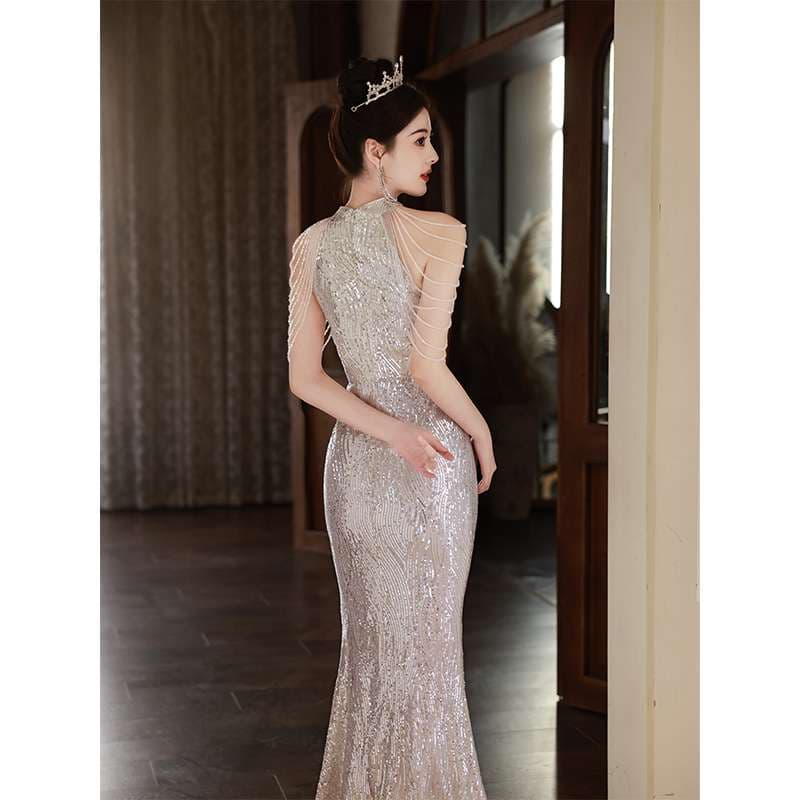 カラードレス チャイナ風キラメキマーメイドドレス