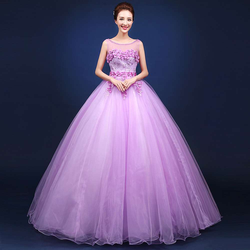 カラードレス 透かしチュールフラワー ウェディングドレス