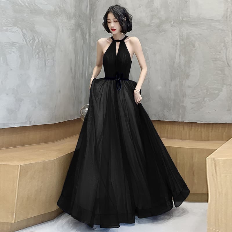 カラードレス カラードレス 星空のような輝きホルターネックドレス