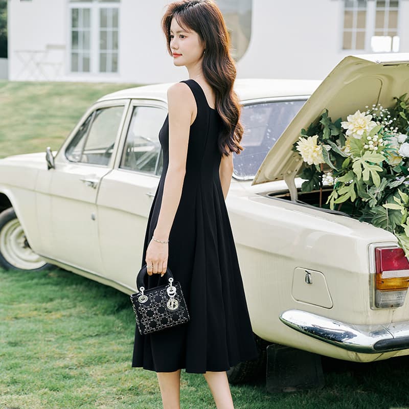 カラードレス カラードレス エレガントフレアミディアムドレス