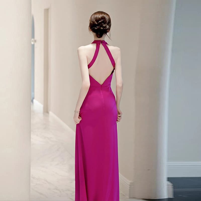 カラードレス 優美な胸元デザインのマーメイドドレス