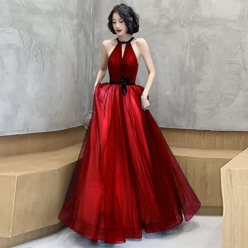 カラードレス カラードレス 星空のような輝きホルターネックドレス