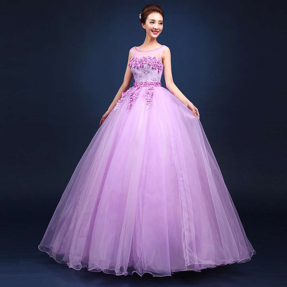 カラードレス 透かしチュールフラワー ウェディングドレス