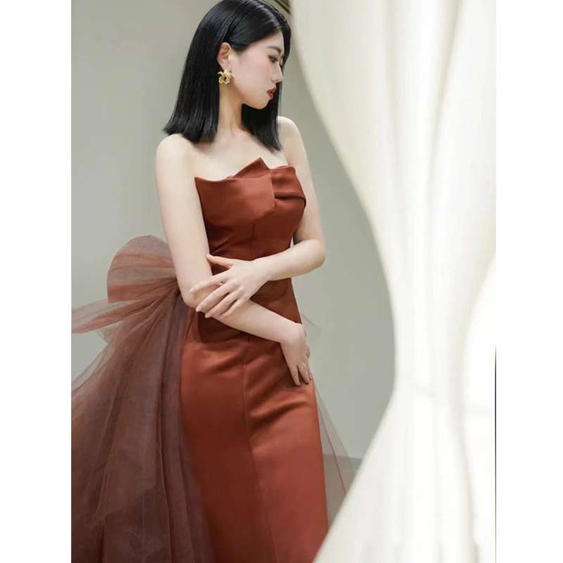 カラードレス 優美なチュールバタフライロングドレス