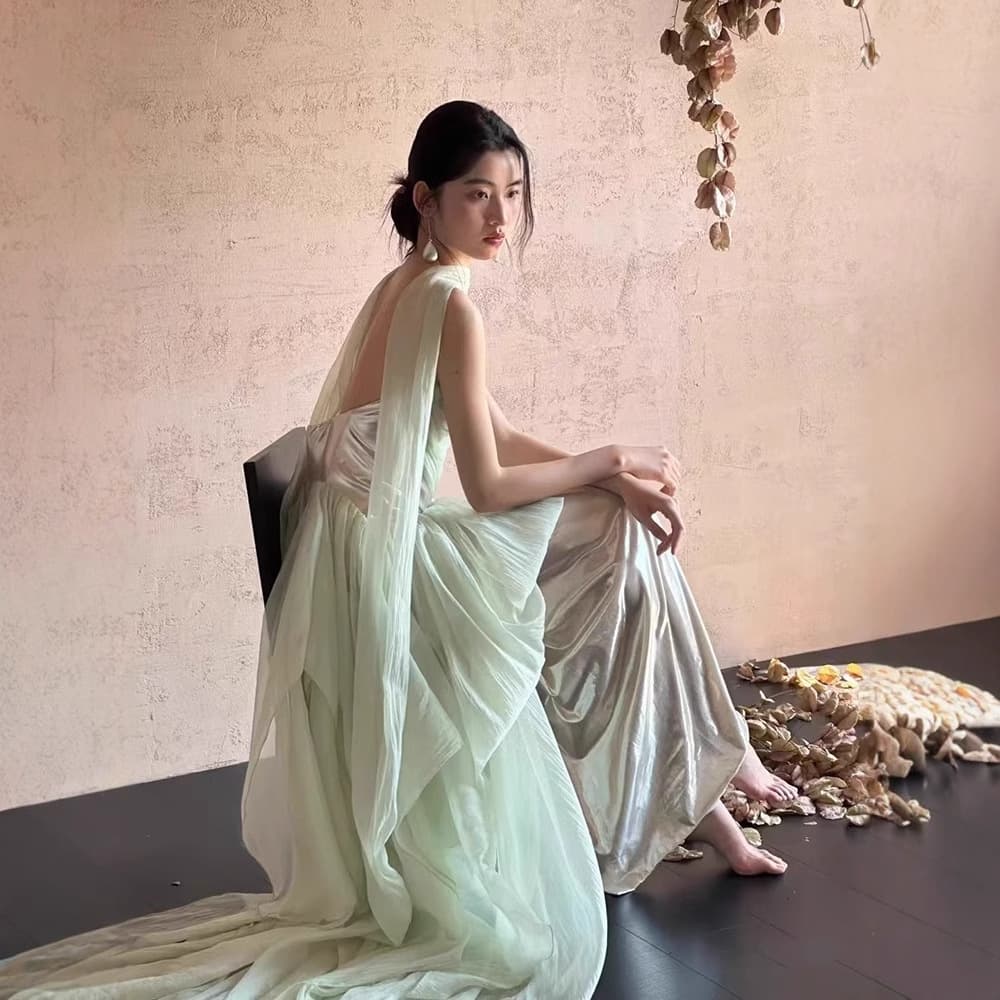 カラードレス カラードレス エアリーシルエット ドレープドレス