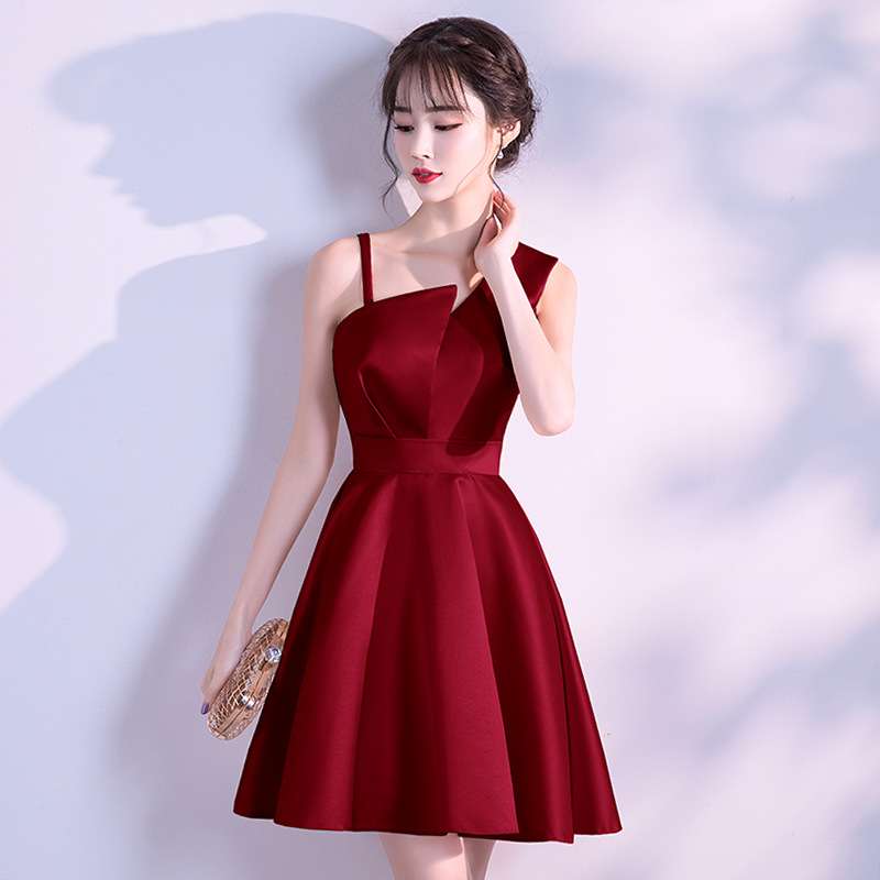 カラードレス シンプル優美ミニドレス