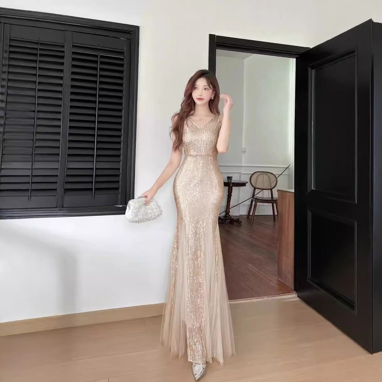 カラードレス きらめき輝くマーメイドスタイルドレス