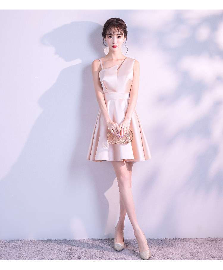 カラードレス シンプル優美ミニドレス