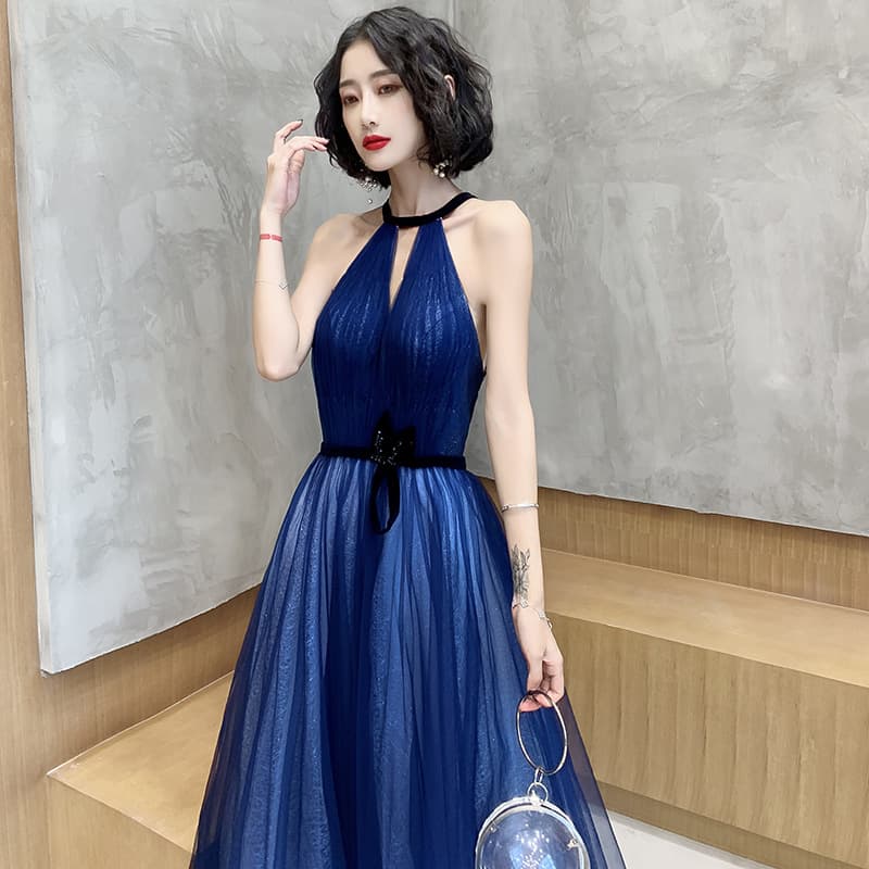 カラードレス カラードレス 星空のような輝きホルターネックドレス