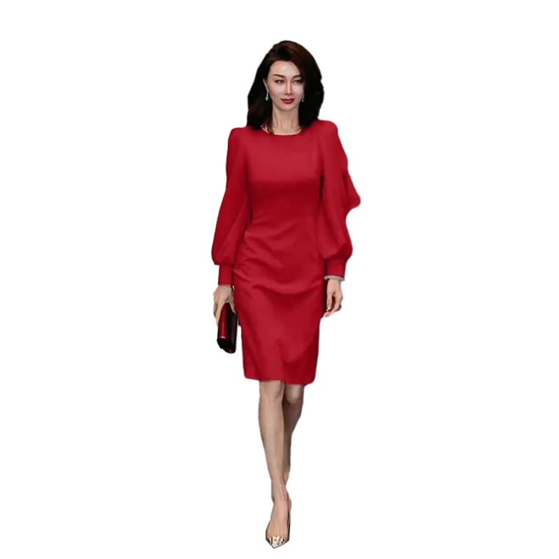 カラードレス ふんわり袖のエレガントドレス