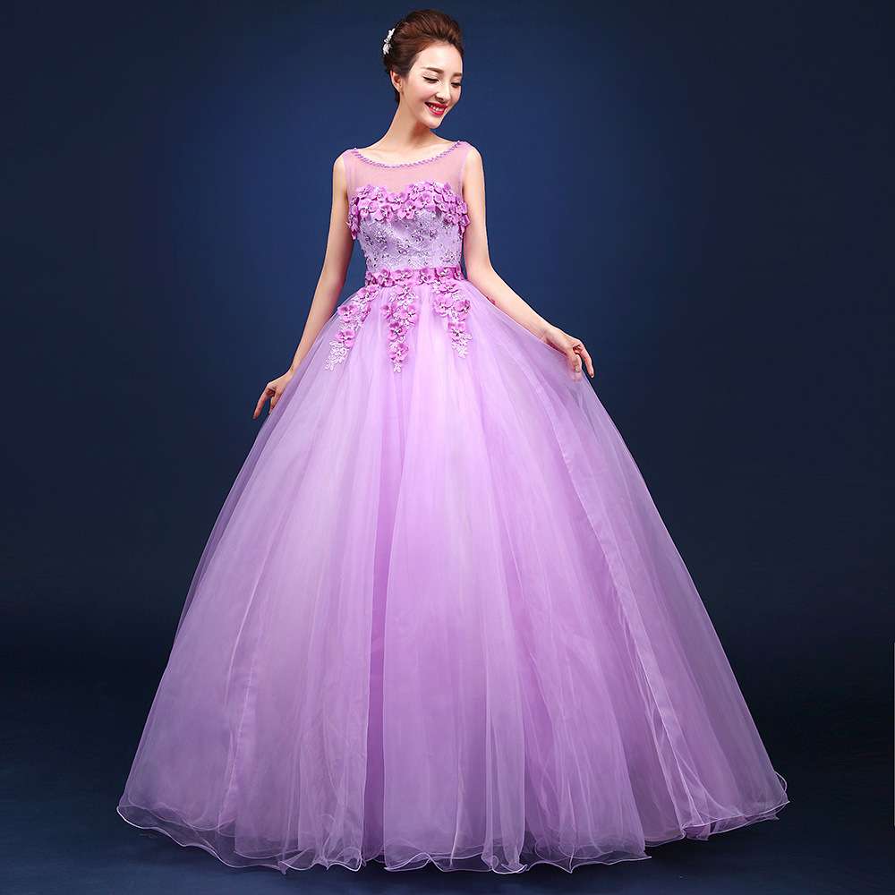 カラードレス 透かしチュールフラワー ウェディングドレス