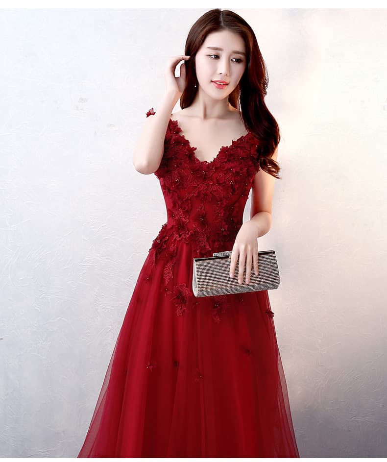 カラードレス シックな花モチーフ チュール ドレス