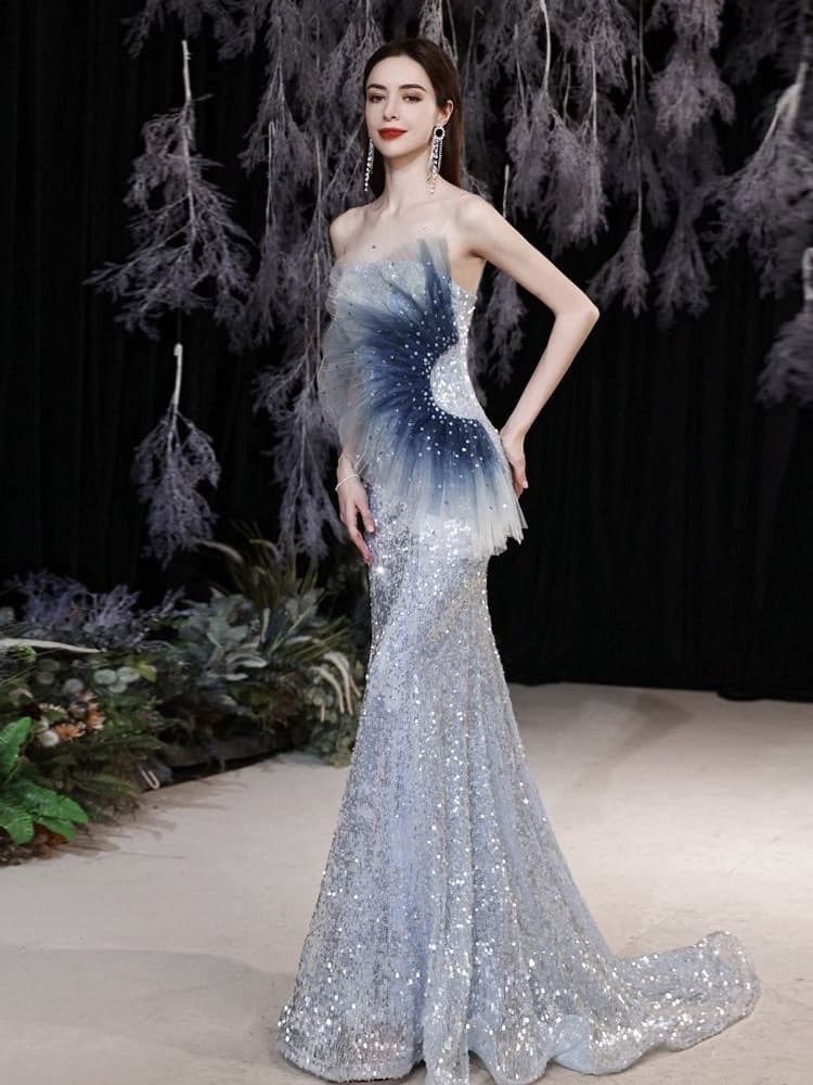 カラードレス 煌めき舞う優美なマーメイドドレス