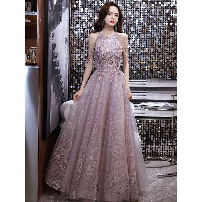 カラードレス キラめき輝く優雅なチュールロングドレス