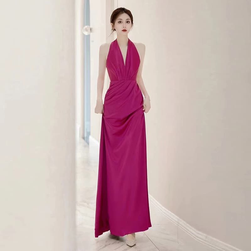 カラードレス 優美な胸元デザインのマーメイドドレス