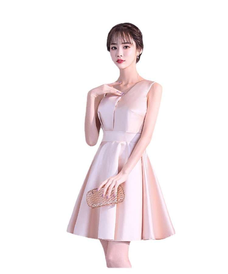 カラードレス シンプル優美ミニドレス