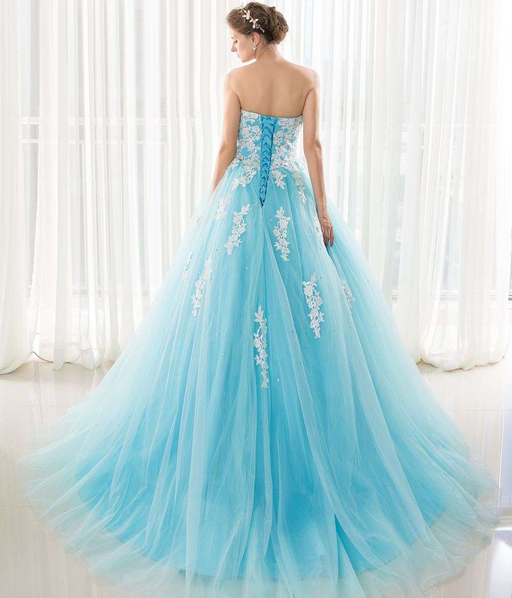 カラードレス 華やかなレース刺繍チュールドレス