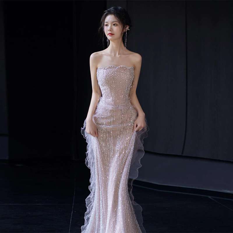 カラードレス ラメ煌めく マーメイドラインドレス