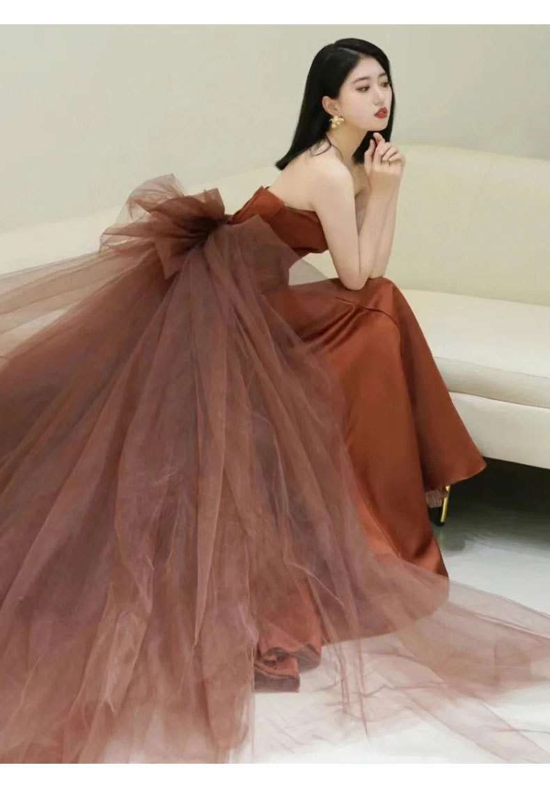 カラードレス 優美なチュールバタフライロングドレス