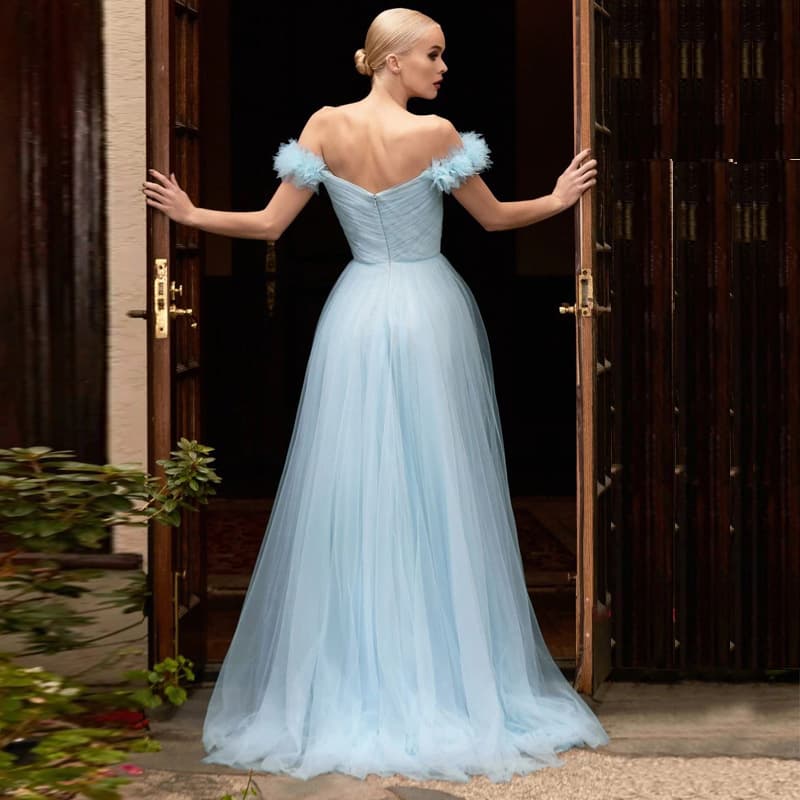 カラードレス オフショルダーチュールプリンセスドレス